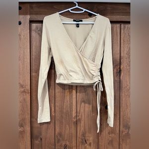 Beige, long sleeve crop top